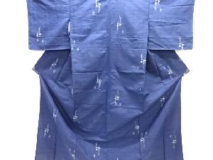 抽象模様織り出し手織り紬単衣着物